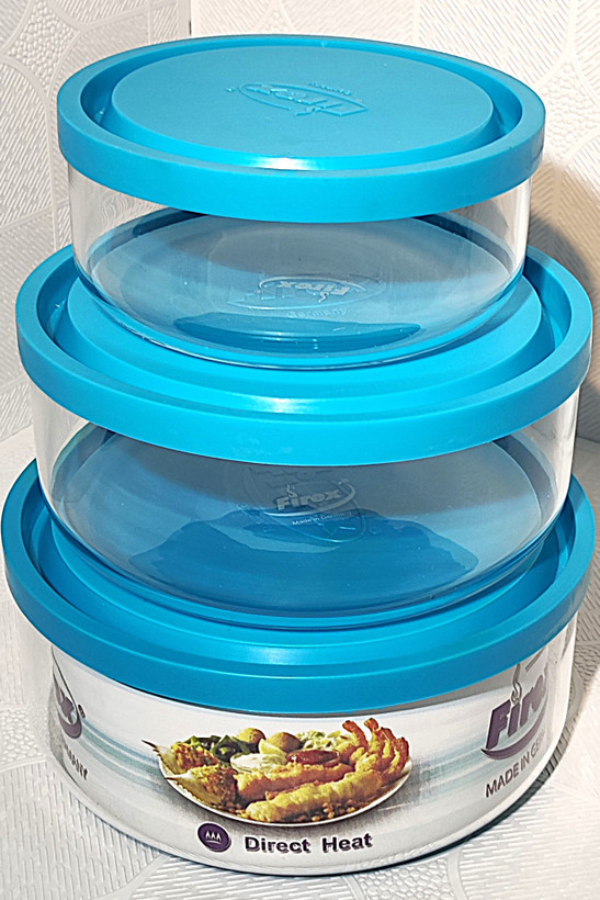 ظرف نگهدارنده فایرکس مدل Direct Heat مجموعه 3 عددی آبی