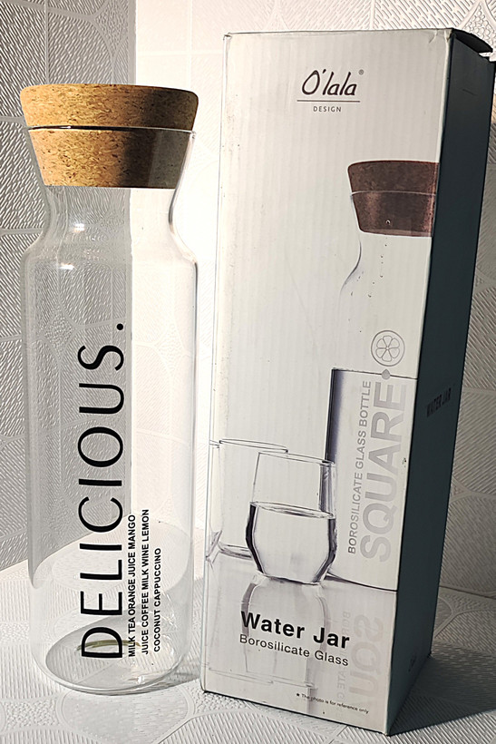 بطری پیرکس شیشه ای پارچ درب چوب پنبه ای 1200 میلی برند اولالا کد Gw51203003