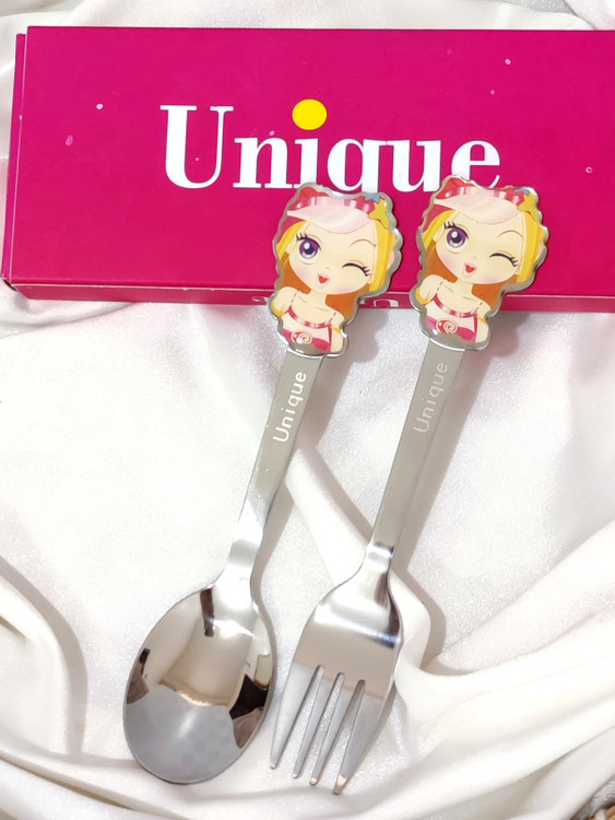قیمت و خرید قاشق چنگال کودک استیل برند یونیک دختر عروسکی