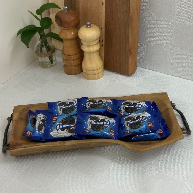 سینی سرو چوبی دفرمه دست ساز با چوب گردو
