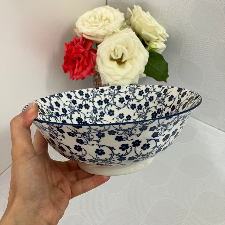 کاسه مارک دنی هوم وارداتی ساخت چین سالاد خوری طرح شکوفه جنس چینی و سرامیک قطر ۲۱ سانت