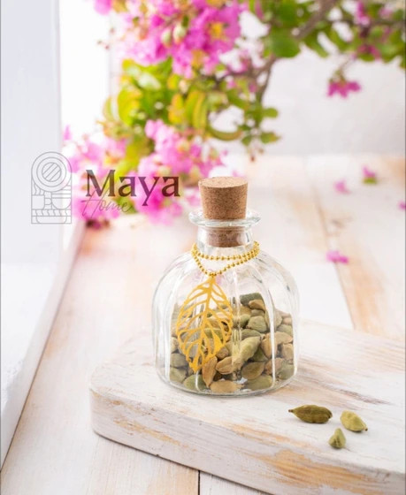 جا زعفرانی مایا هوم مدل درب چوب پنبه ای | ارتفاع ۱۰ سانتی متر