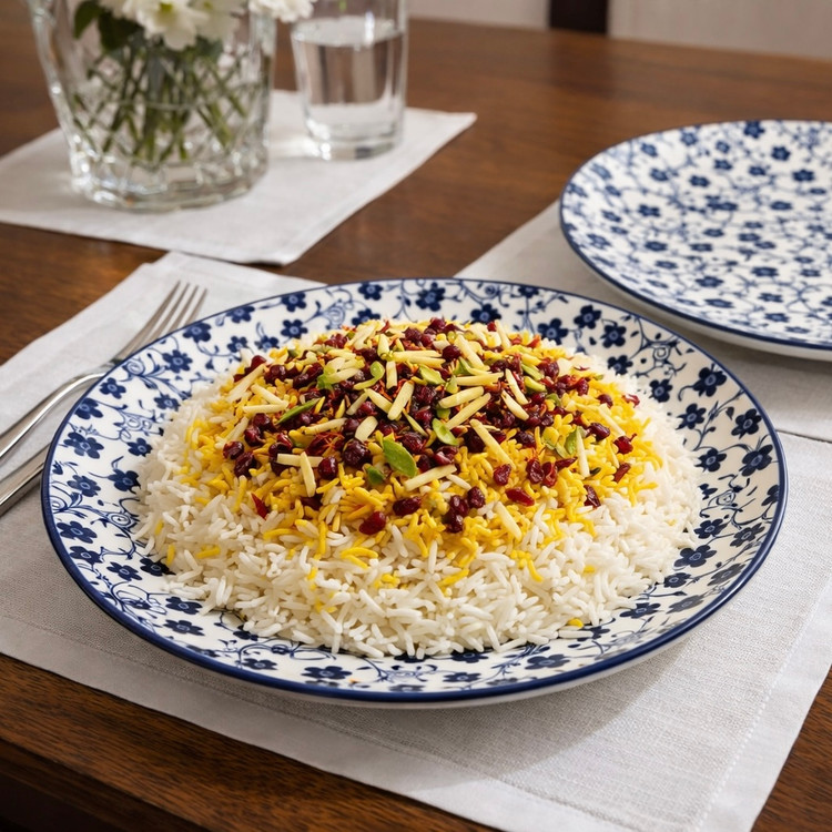 بشقاب پلو خوری دنی هوم سایز ۲۷ طرح گل آبی